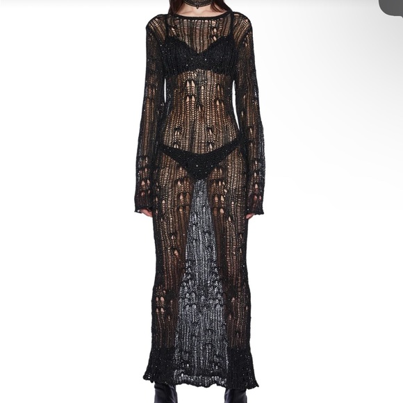 NWT the Ragged Priest Siren Sequin Distressed Knit Maxi 10 M - Picture 2 of 16